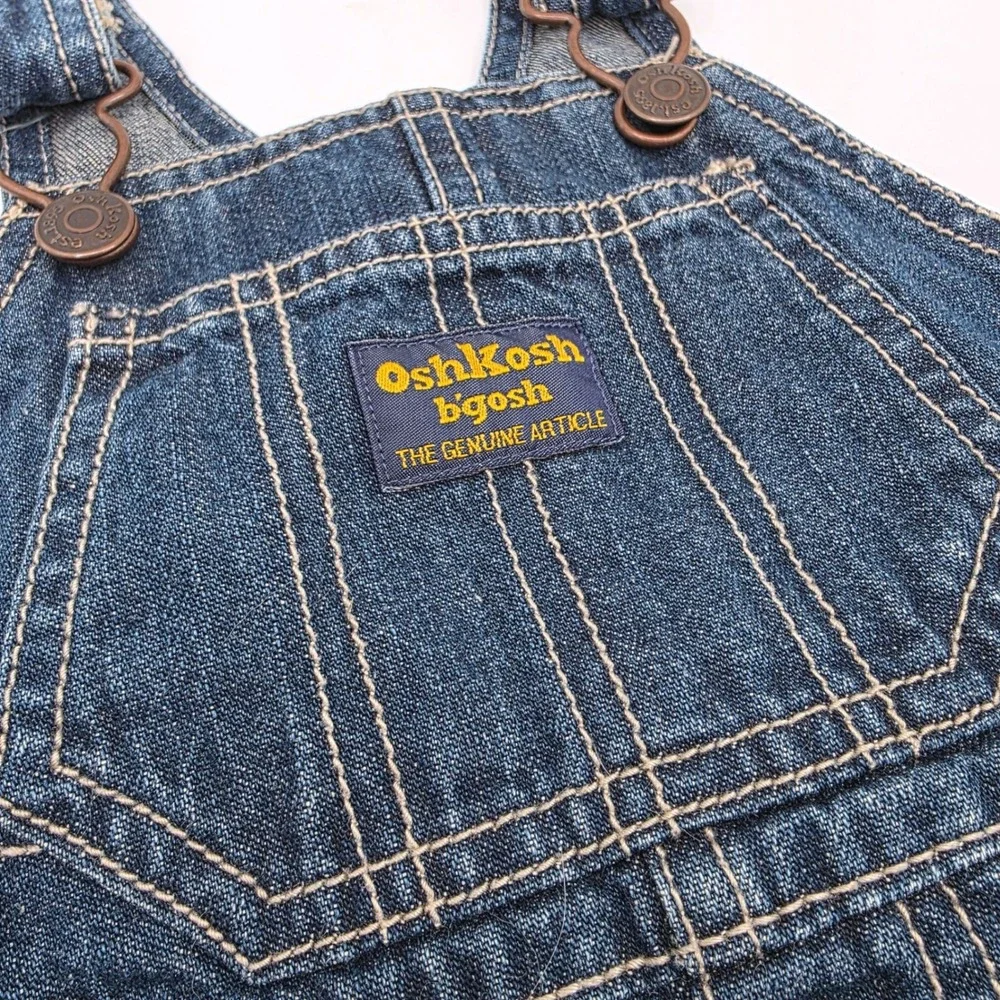 OshKosh Bgosh Vintage Y2K Denim Shortall Overalls Dark Wash 6 Months Vestbak